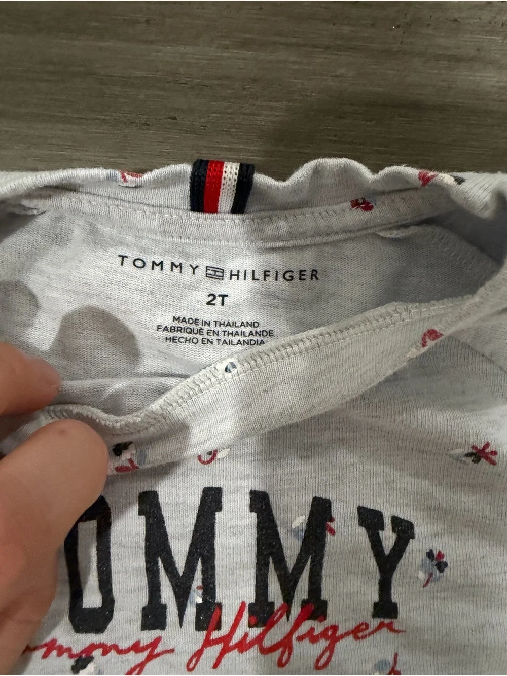 Tommy Hilfiger Gray Kids Short Set with Red & Navy Accents